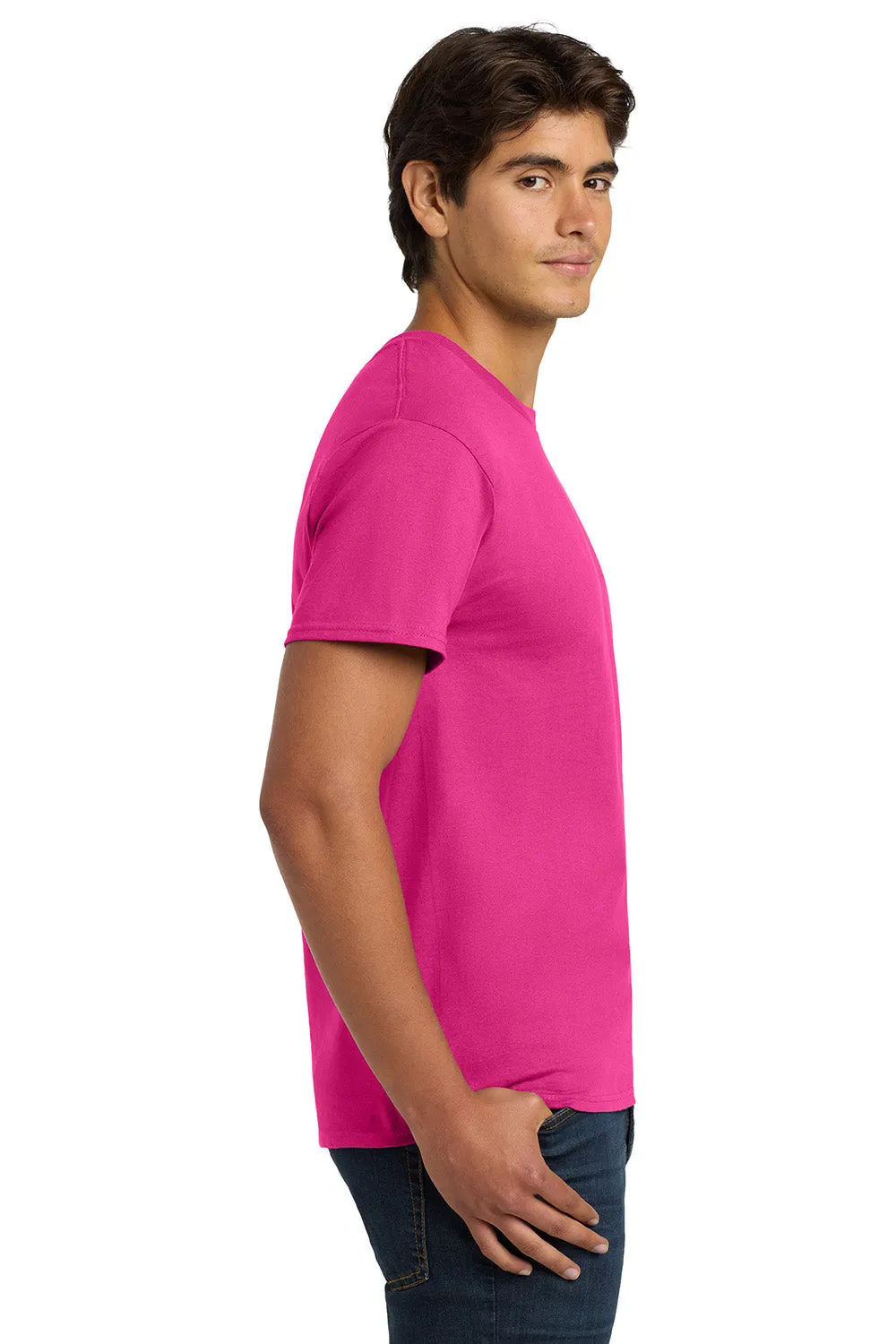 Hanes Mens ComfortSoft Short Sleeve Crewneck T-Shirt - Wow Pink