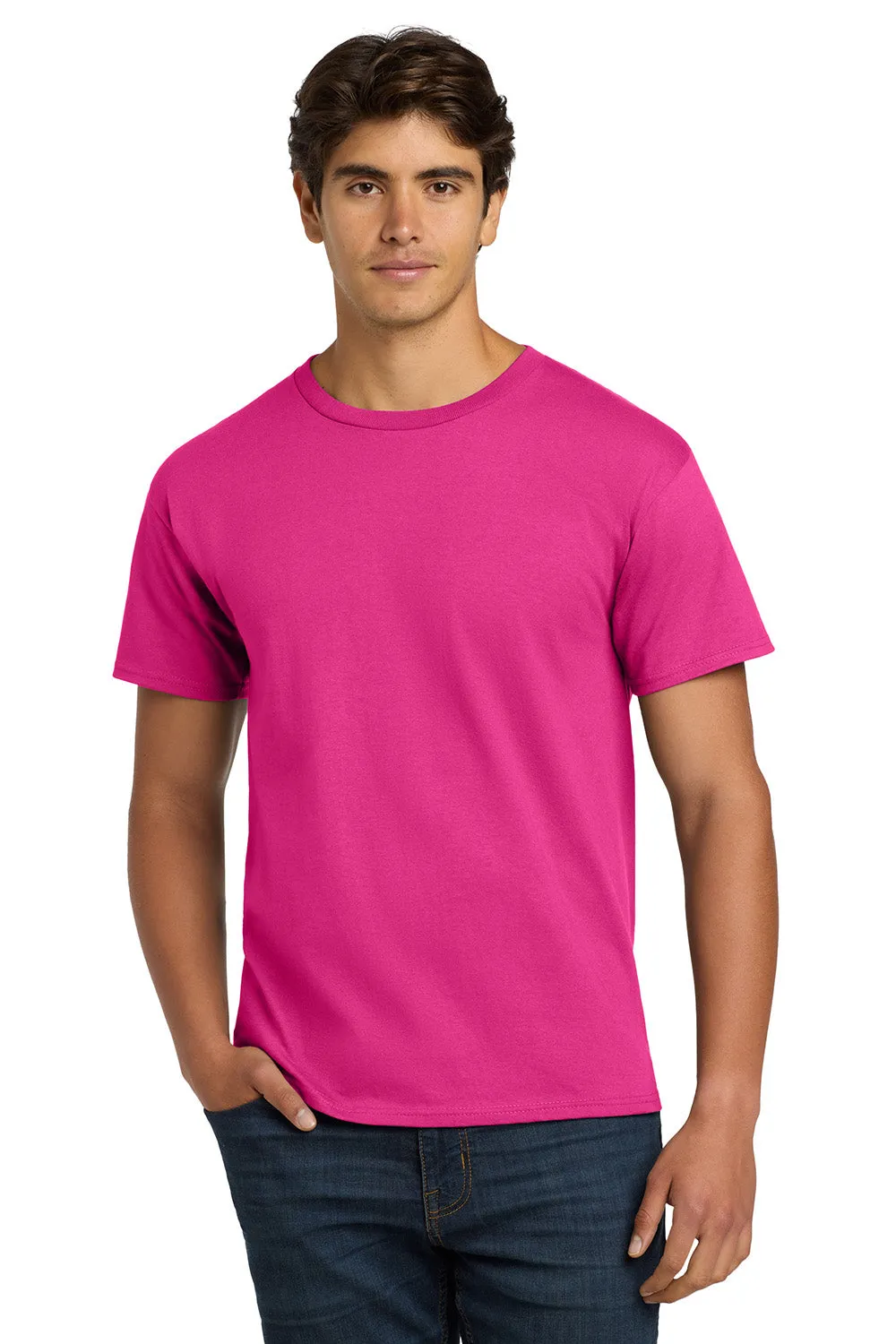Hanes Mens ComfortSoft Short Sleeve Crewneck T-Shirt - Wow Pink