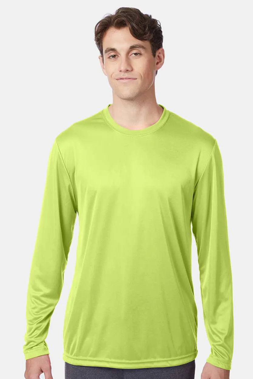 Hanes Mens Cool DRI FreshIQ Moisture Wicking Long Sleeve Crewneck T-Shirt - Safety Green