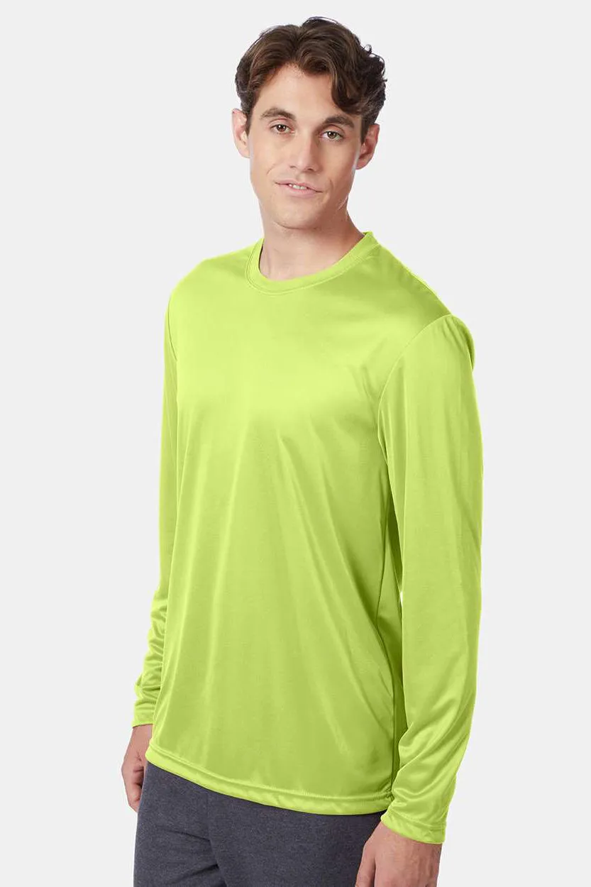 Hanes Mens Cool DRI FreshIQ Moisture Wicking Long Sleeve Crewneck T-Shirt - Safety Green