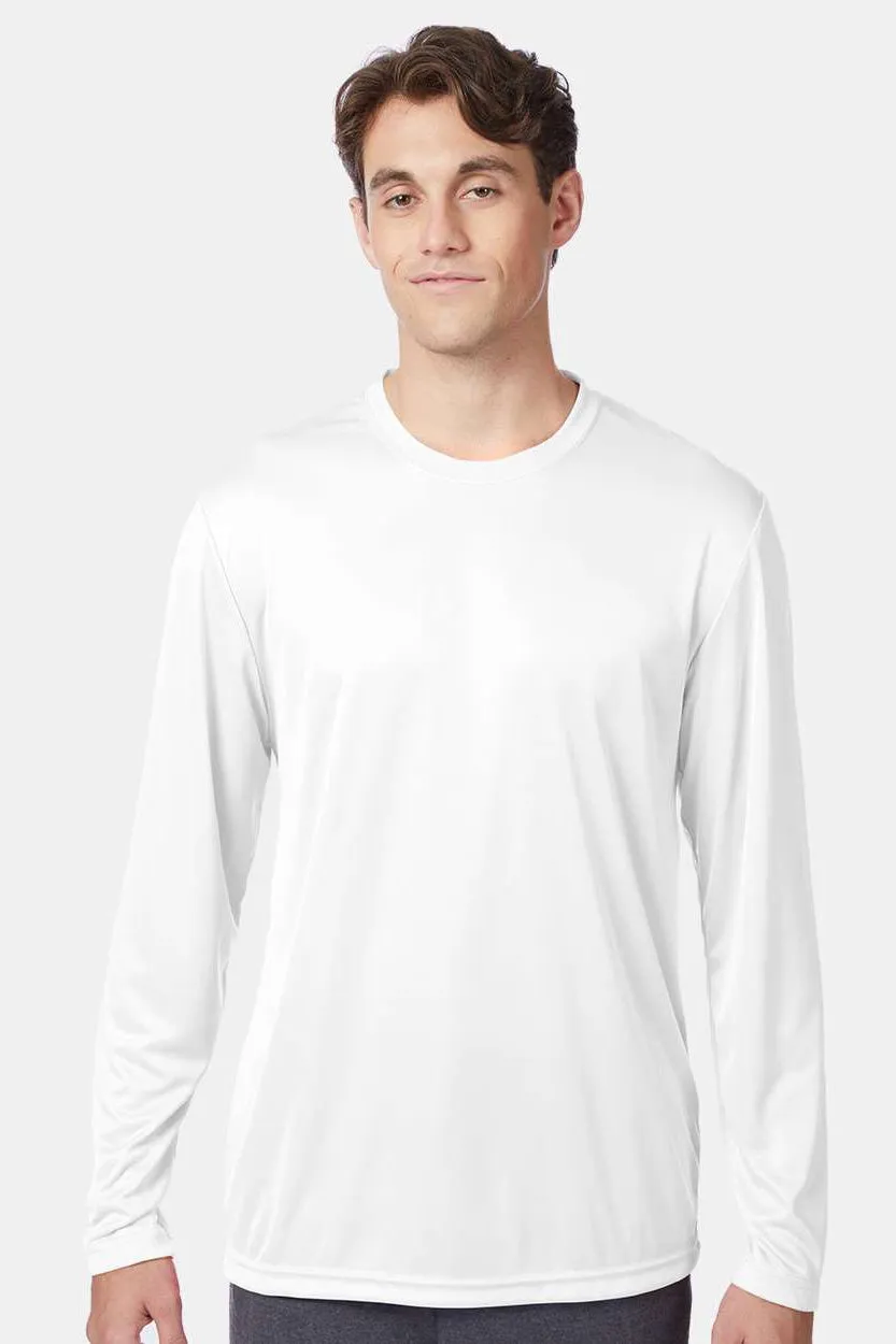 Hanes Mens Cool DRI FreshIQ Moisture Wicking Long Sleeve Crewneck T-Shirt - White