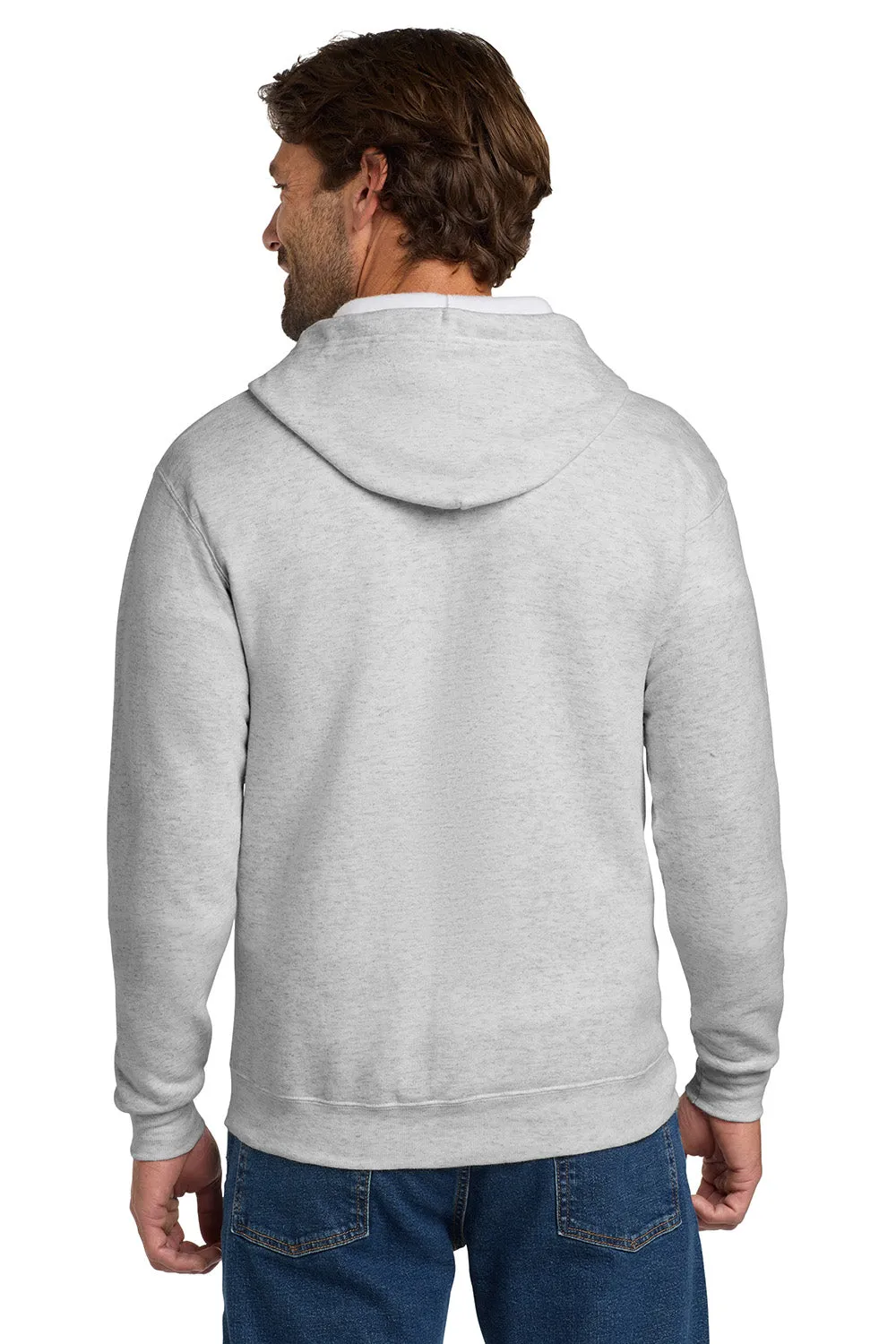 Hanes Mens EcoSmart Print Pro XP Pill Resistant Full Zip Hooded Sweatshirt Hoodie w/ Pockets - Ash Grey
