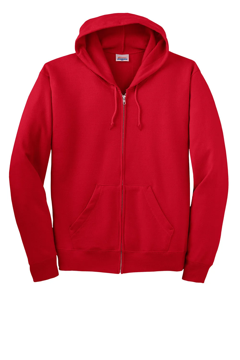 Hanes Mens EcoSmart Print Pro XP Pill Resistant Full Zip Hooded Sweatshirt Hoodie w/ Pockets - Deep Red
