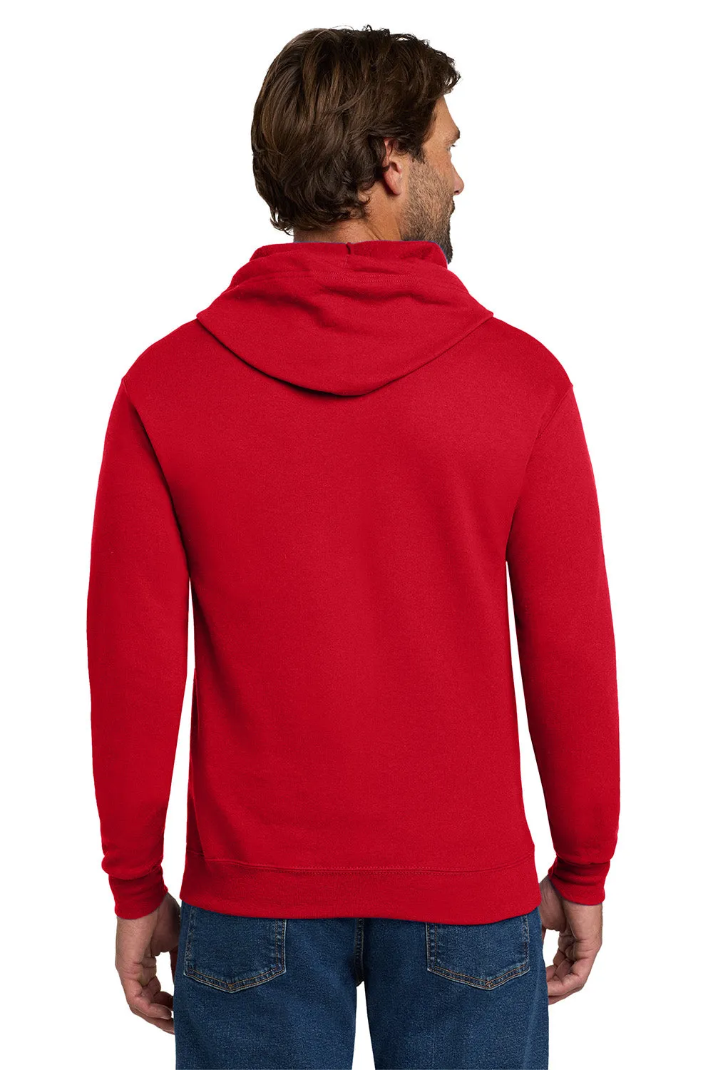Hanes Mens EcoSmart Print Pro XP Pill Resistant Full Zip Hooded Sweatshirt Hoodie w/ Pockets - Deep Red