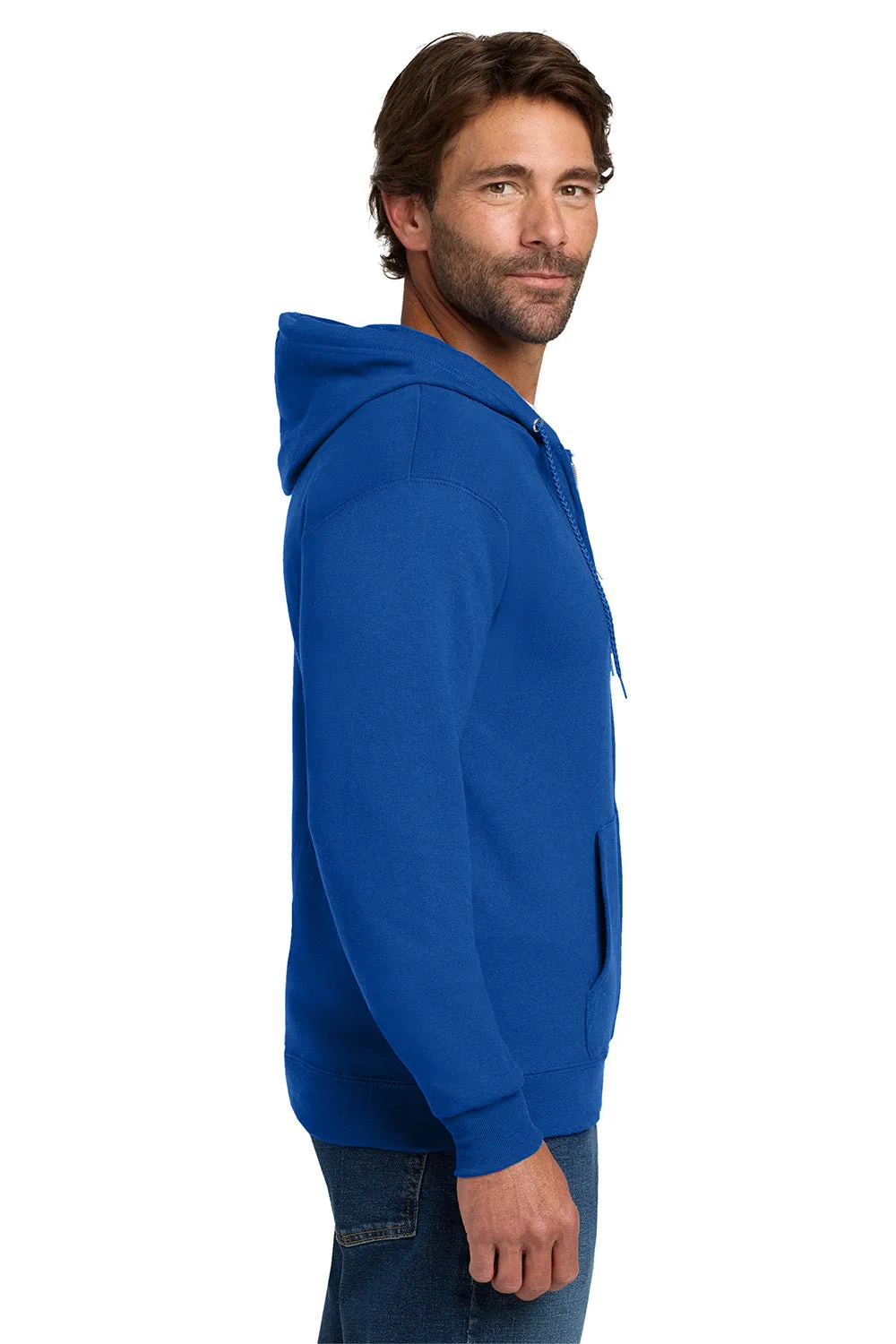 Hanes Mens EcoSmart Print Pro XP Pill Resistant Full Zip Hooded Sweatshirt Hoodie w/ Pockets - Deep Royal Blue