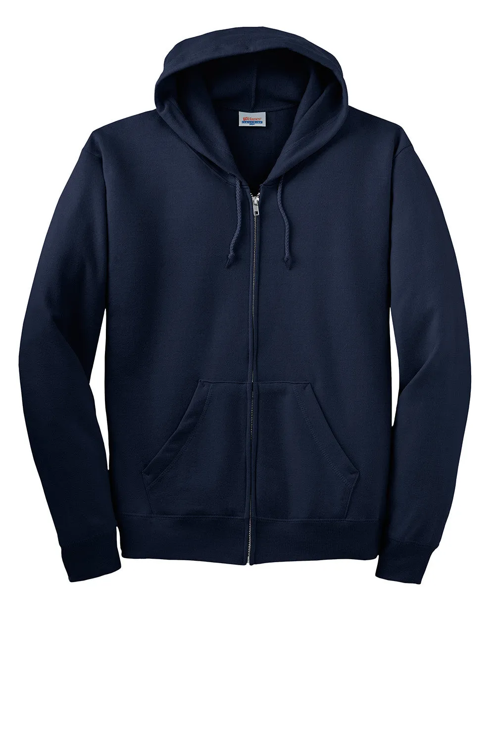 Hanes Mens EcoSmart Print Pro XP Pill Resistant Full Zip Hooded Sweatshirt Hoodie w/ Pockets - Navy Blue