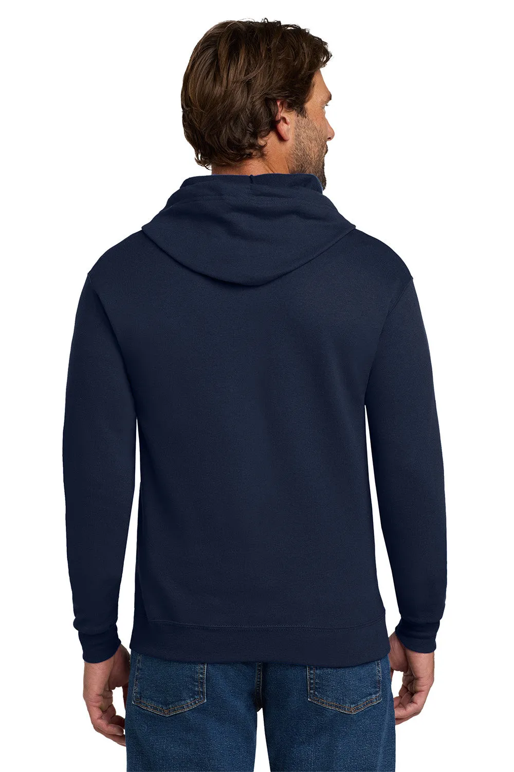 Hanes Mens EcoSmart Print Pro XP Pill Resistant Full Zip Hooded Sweatshirt Hoodie w/ Pockets - Navy Blue