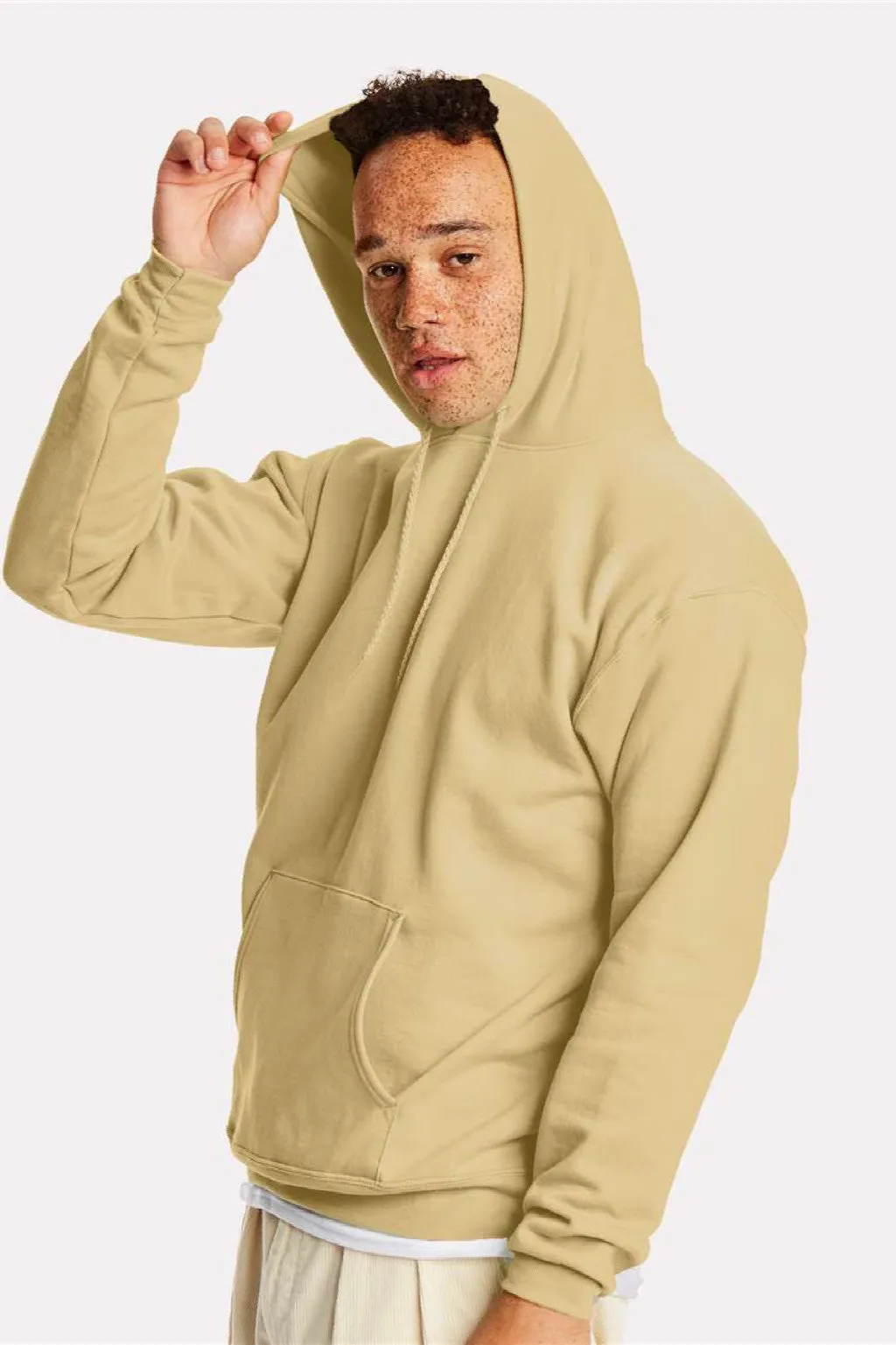 Hanes Mens EcoSmart Print Pro XP Pill Resistant Hooded Sweatshirt Hoodie w/ Pouch Pocket - Athletic Gold