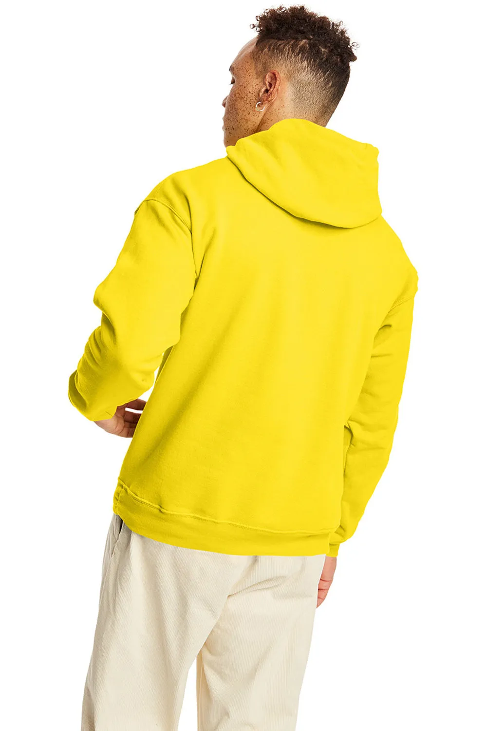 Hanes Mens EcoSmart Print Pro XP Pill Resistant Hooded Sweatshirt Hoodie w/ Pouch Pocket - Athletic Yellow