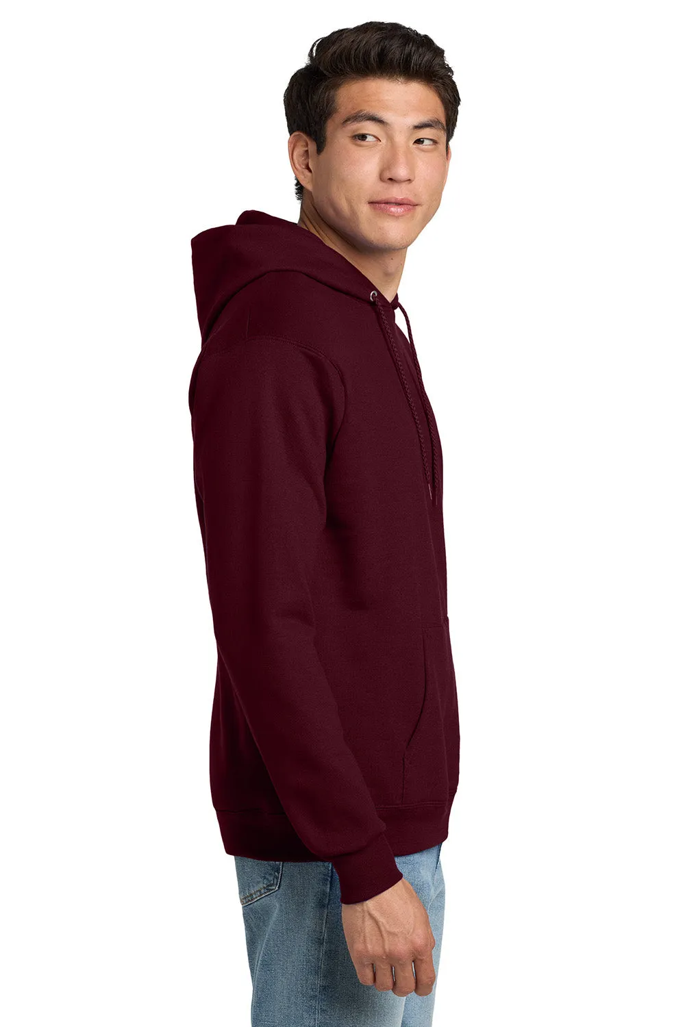 Hanes Mens EcoSmart Print Pro XP Pill Resistant Hooded Sweatshirt Hoodie w/ Pouch Pocket - Maroon