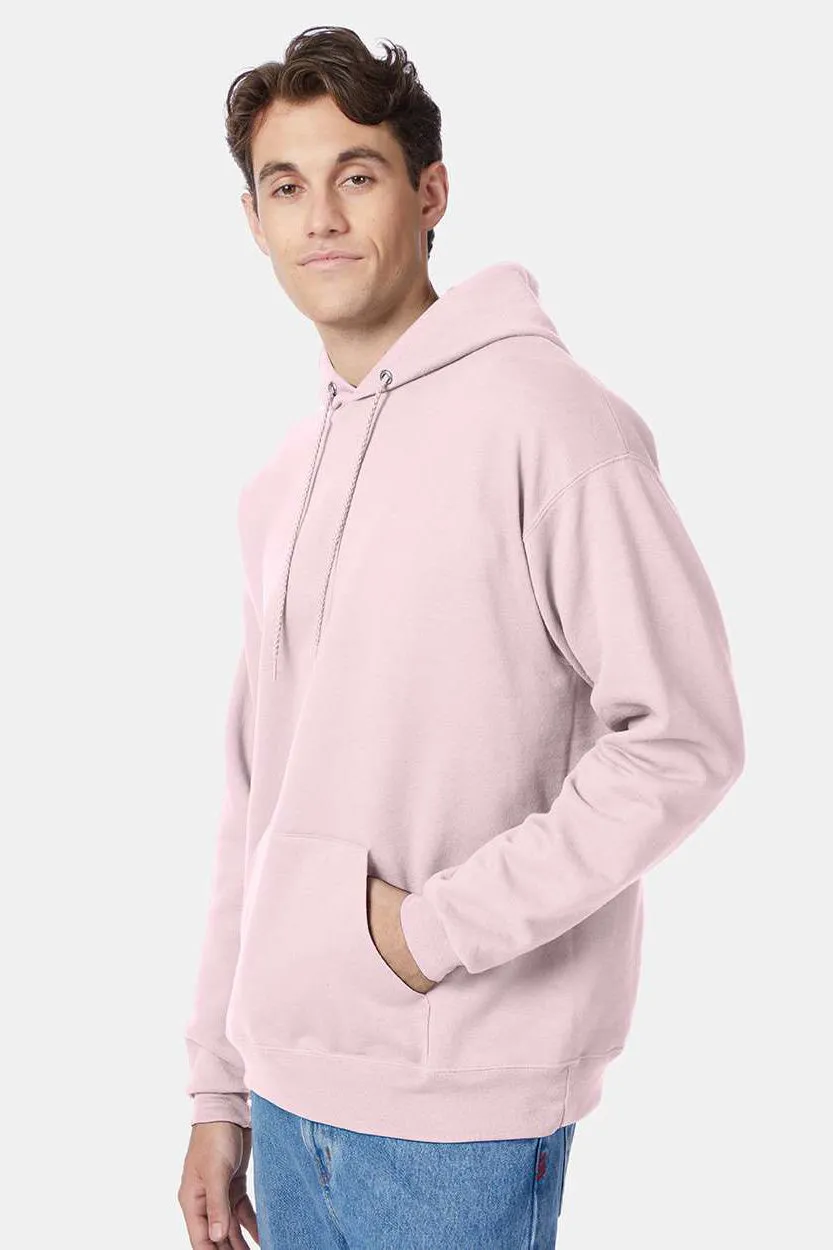 Hanes Mens EcoSmart Print Pro XP Pill Resistant Hooded Sweatshirt Hoodie w/ Pouch Pocket - Pale Pink
