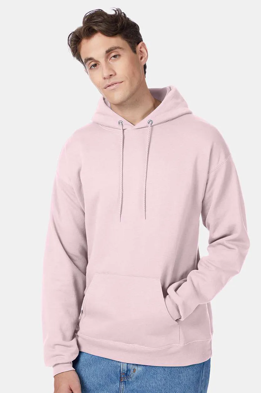 Hanes Mens EcoSmart Print Pro XP Pill Resistant Hooded Sweatshirt Hoodie w/ Pouch Pocket - Pale Pink
