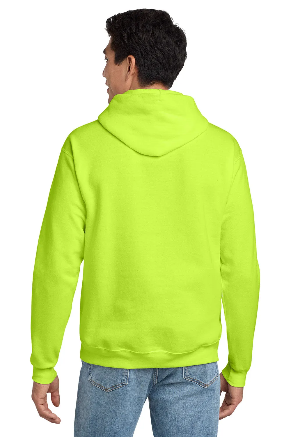 Hanes Mens EcoSmart Print Pro XP Pill Resistant Hooded Sweatshirt Hoodie w/ Pouch Pocket - Safety Green