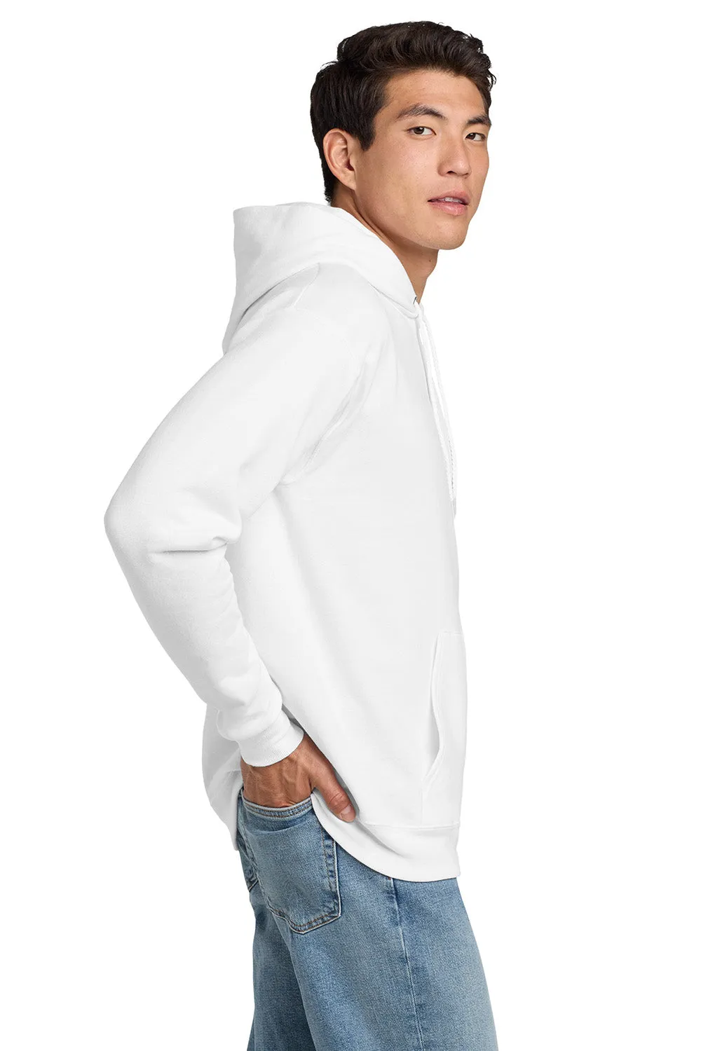 Hanes Mens EcoSmart Print Pro XP Pill Resistant Hooded Sweatshirt Hoodie w/ Pouch Pocket - White