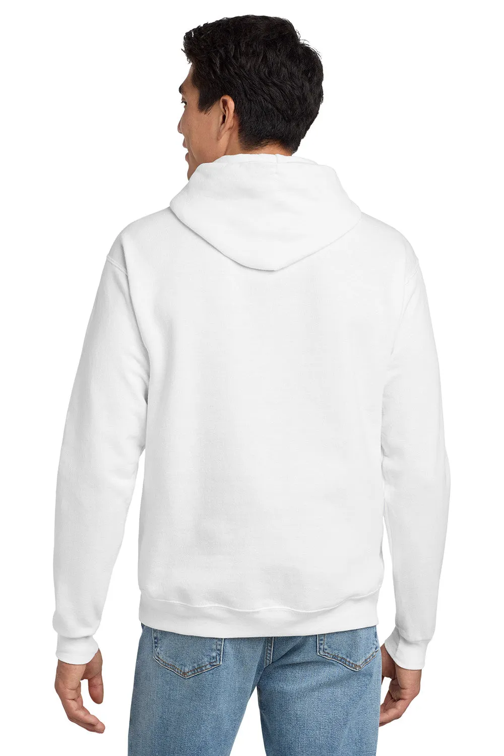 Hanes Mens EcoSmart Print Pro XP Pill Resistant Hooded Sweatshirt Hoodie w/ Pouch Pocket - White