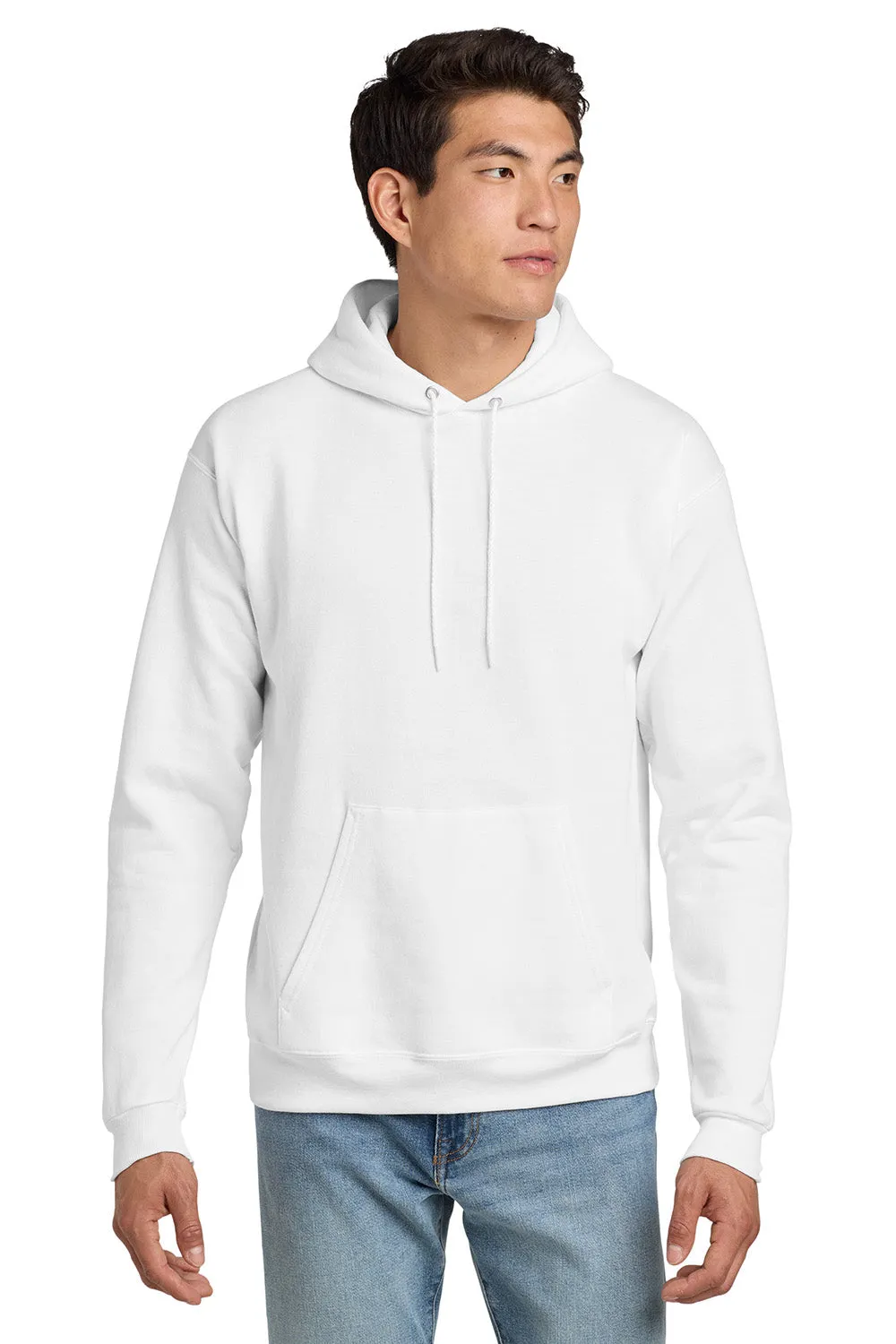 Hanes Mens EcoSmart Print Pro XP Pill Resistant Hooded Sweatshirt Hoodie w/ Pouch Pocket - White