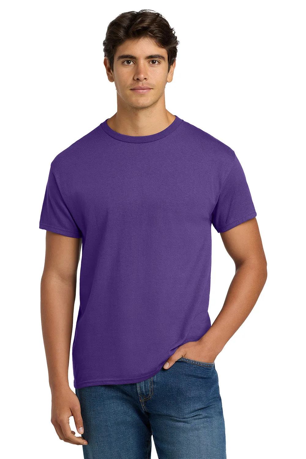 Hanes Mens EcoSmart Short Sleeve Crewneck T-Shirt - Purple