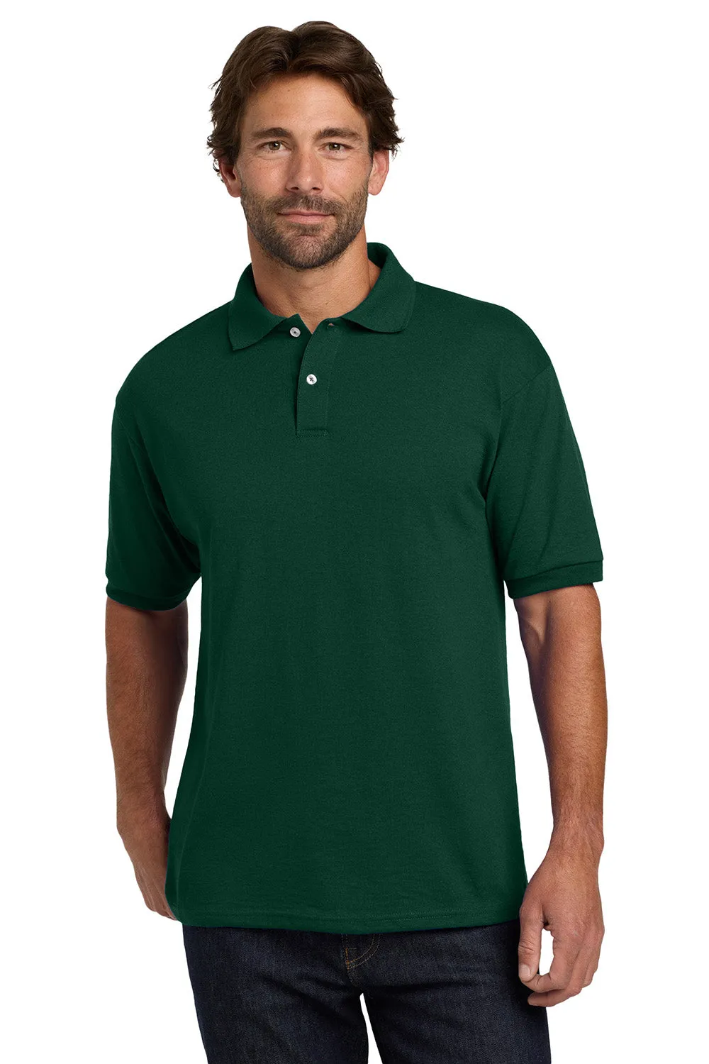 Hanes Mens EcoSmart Short Sleeve Polo Shirt - Deep Forest Green