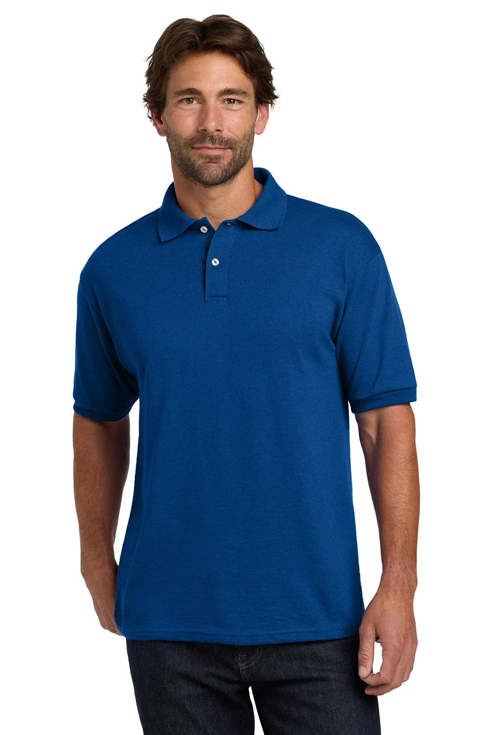 Hanes Mens EcoSmart Short Sleeve Polo Shirt - Deep Royal Blue