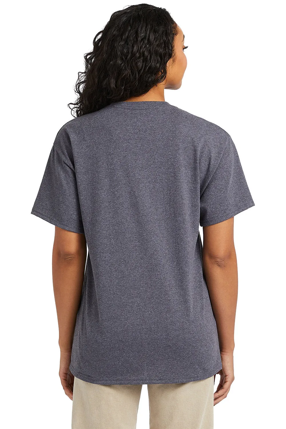Hanes Mens Essential Short Sleeve Crewneck T-Shirt w/ Pocket - Heather Charcoal Grey