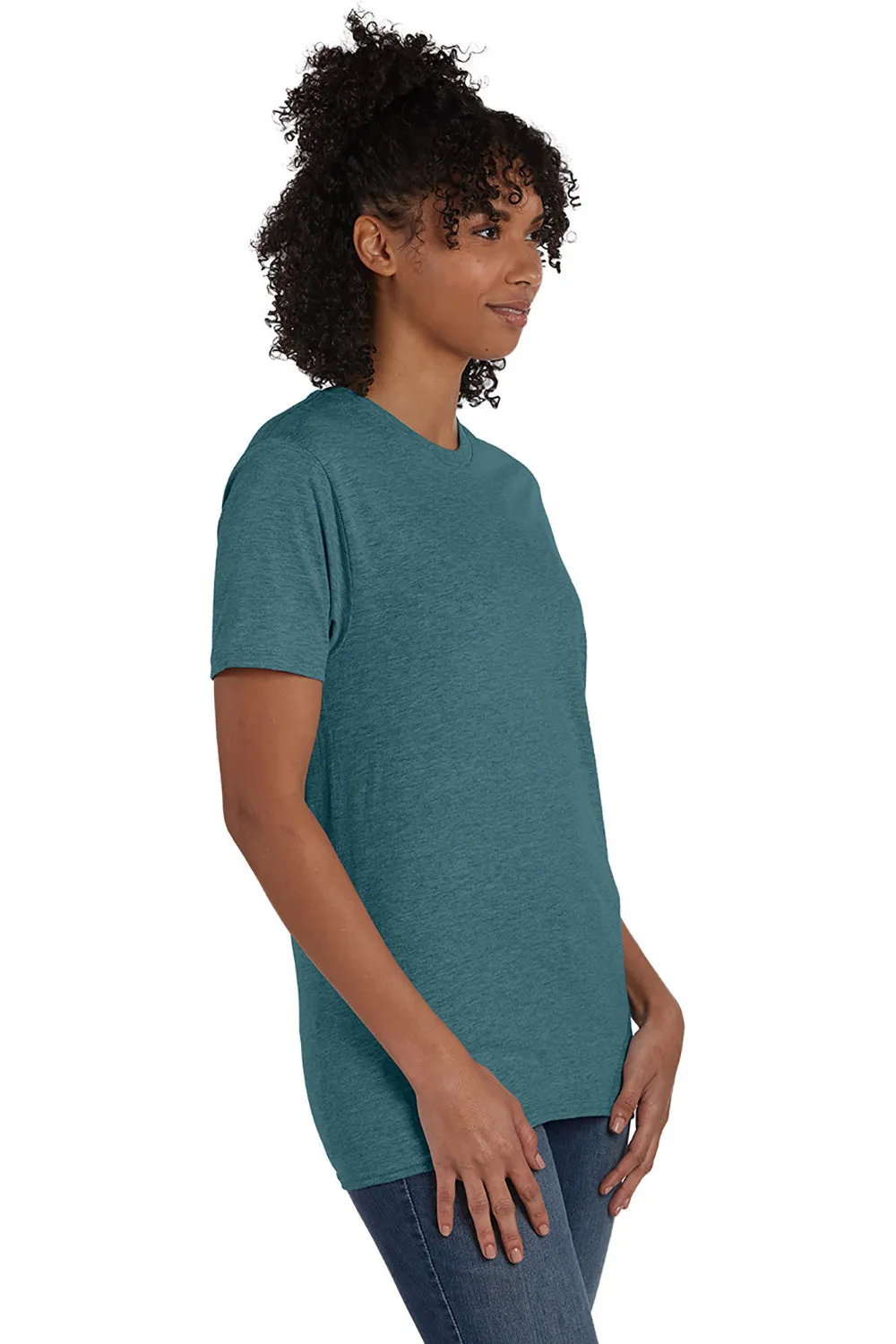 Hanes Mens Nano-T Short Sleeve Crewneck T-Shirt - Heather Cactus Green