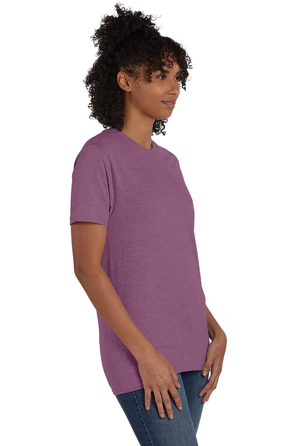 Hanes Mens Nano-T Short Sleeve Crewneck T-Shirt - Heather Purple Rain