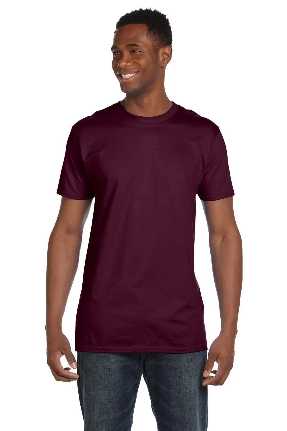 Hanes Mens Nano-T Short Sleeve Crewneck T-Shirt - Maroon