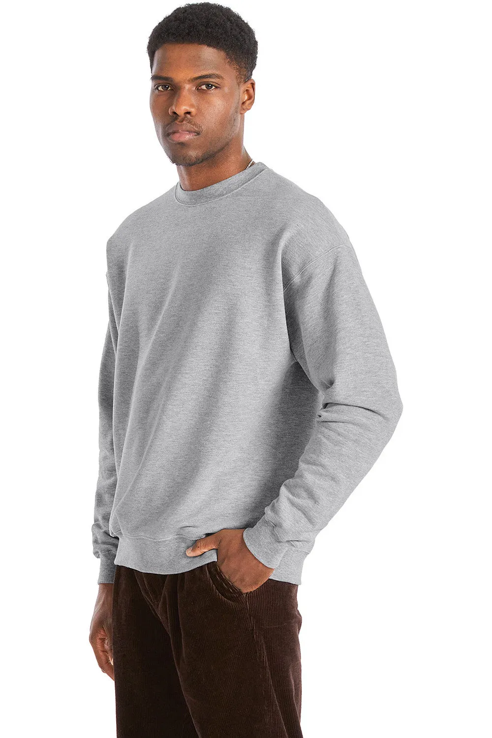 Hanes Mens Perfect Sweats Crewneck Sweatshirt - Light Steel Grey
