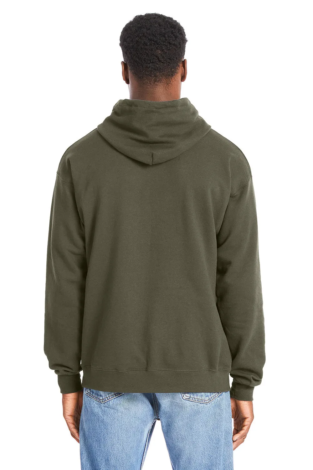 Hanes Mens Perfect Sweats Hooded Sweatshirt Hoodie w/ Pouch Pocket - Fatigue Green