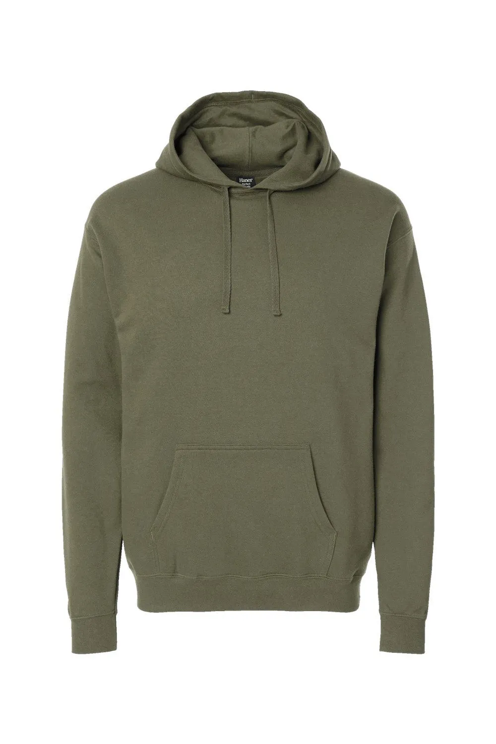 Hanes Mens Perfect Sweats Hooded Sweatshirt Hoodie w/ Pouch Pocket - Fatigue Green