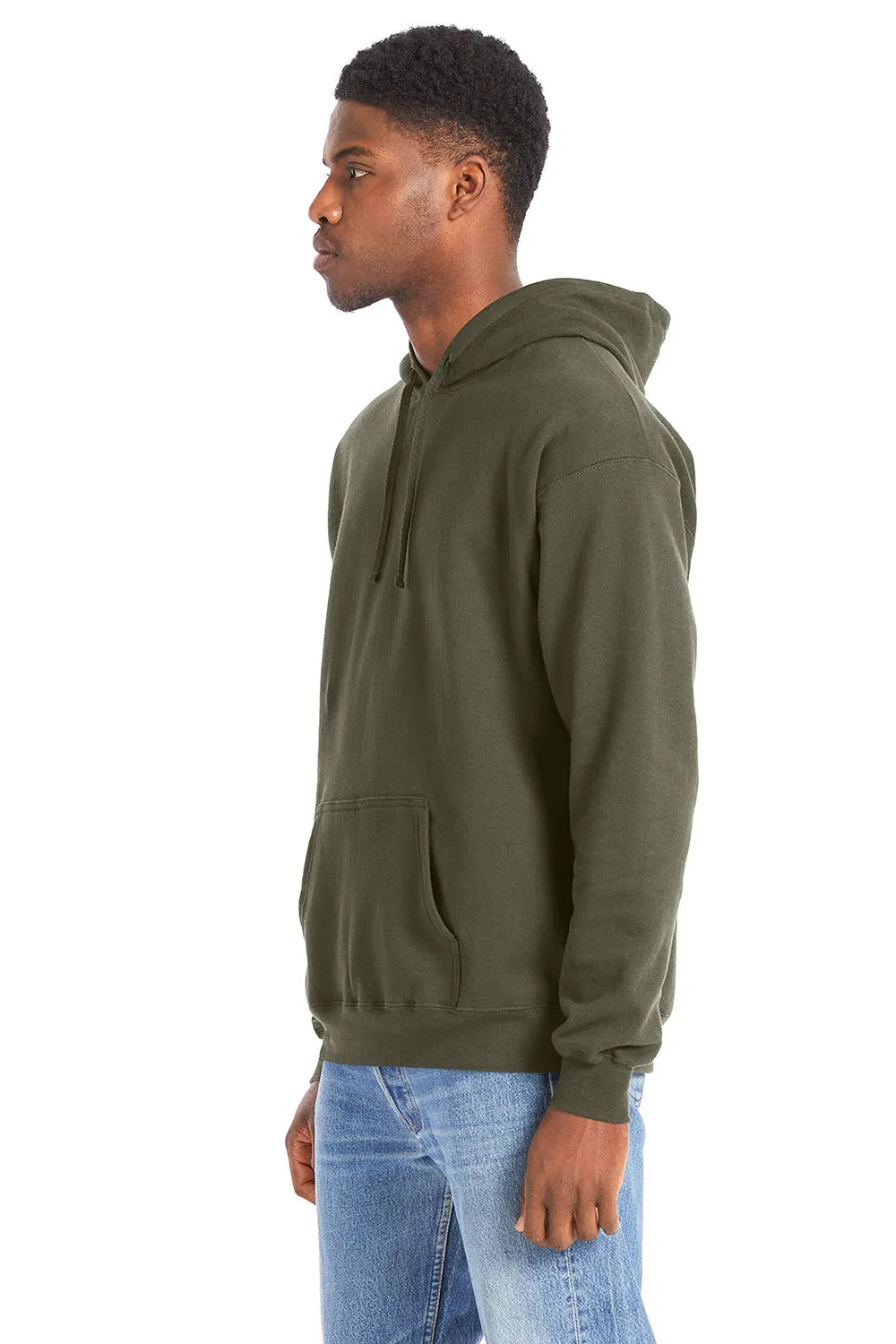 Hanes Mens Perfect Sweats Hooded Sweatshirt Hoodie w/ Pouch Pocket - Fatigue Green