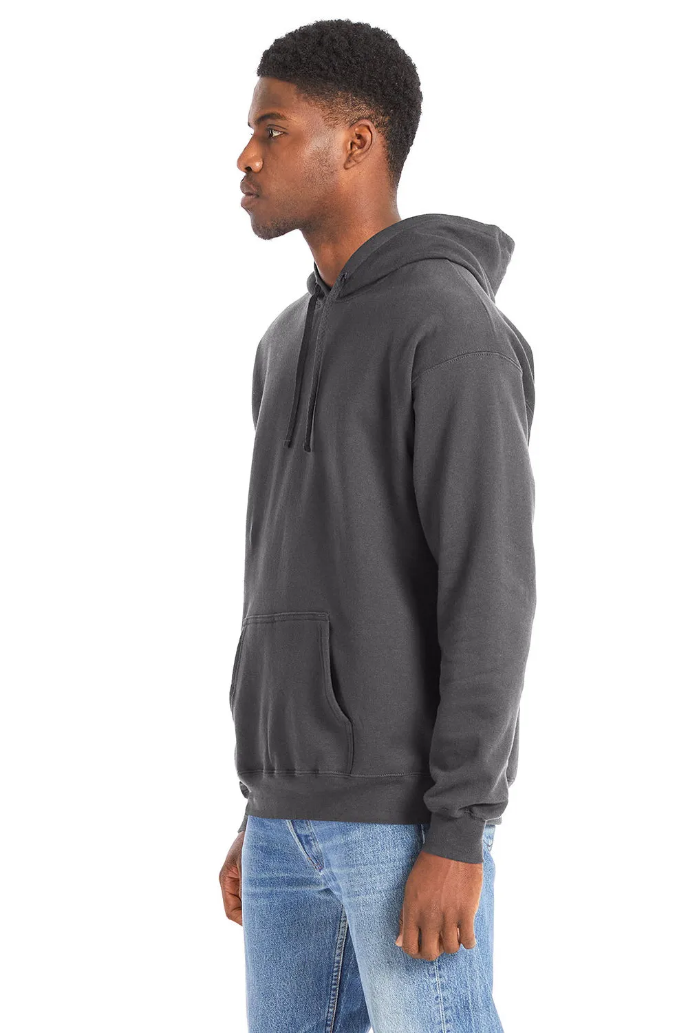 Hanes Mens Perfect Sweats Hooded Sweatshirt Hoodie w/ Pouch Pocket - Smoke Grey