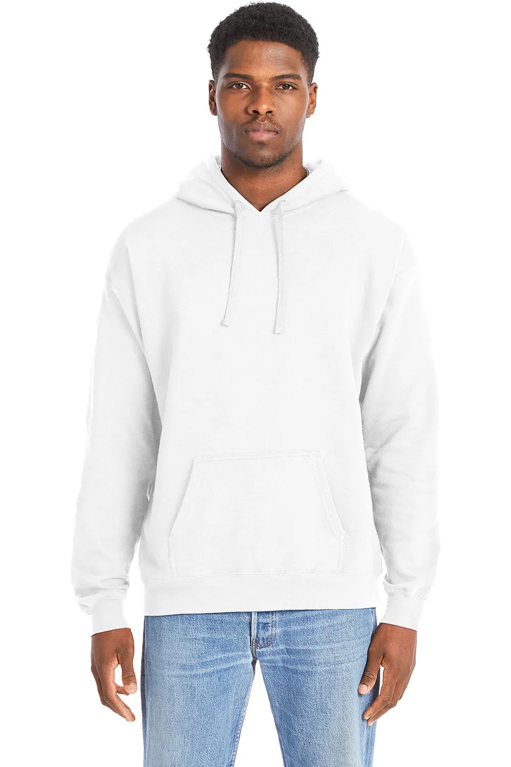 Hanes Mens Perfect Sweats Hooded Sweatshirt Hoodie w/ Pouch Pocket - White