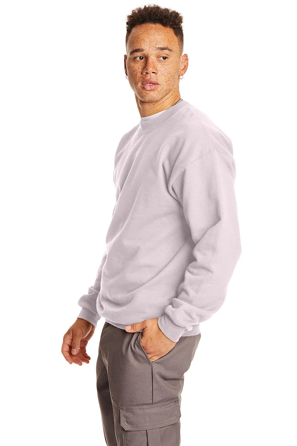 Hanes Mens Ultimate Cotton PrintPro XP Pill Resistant Crewneck Sweatshirt - Pale Pink