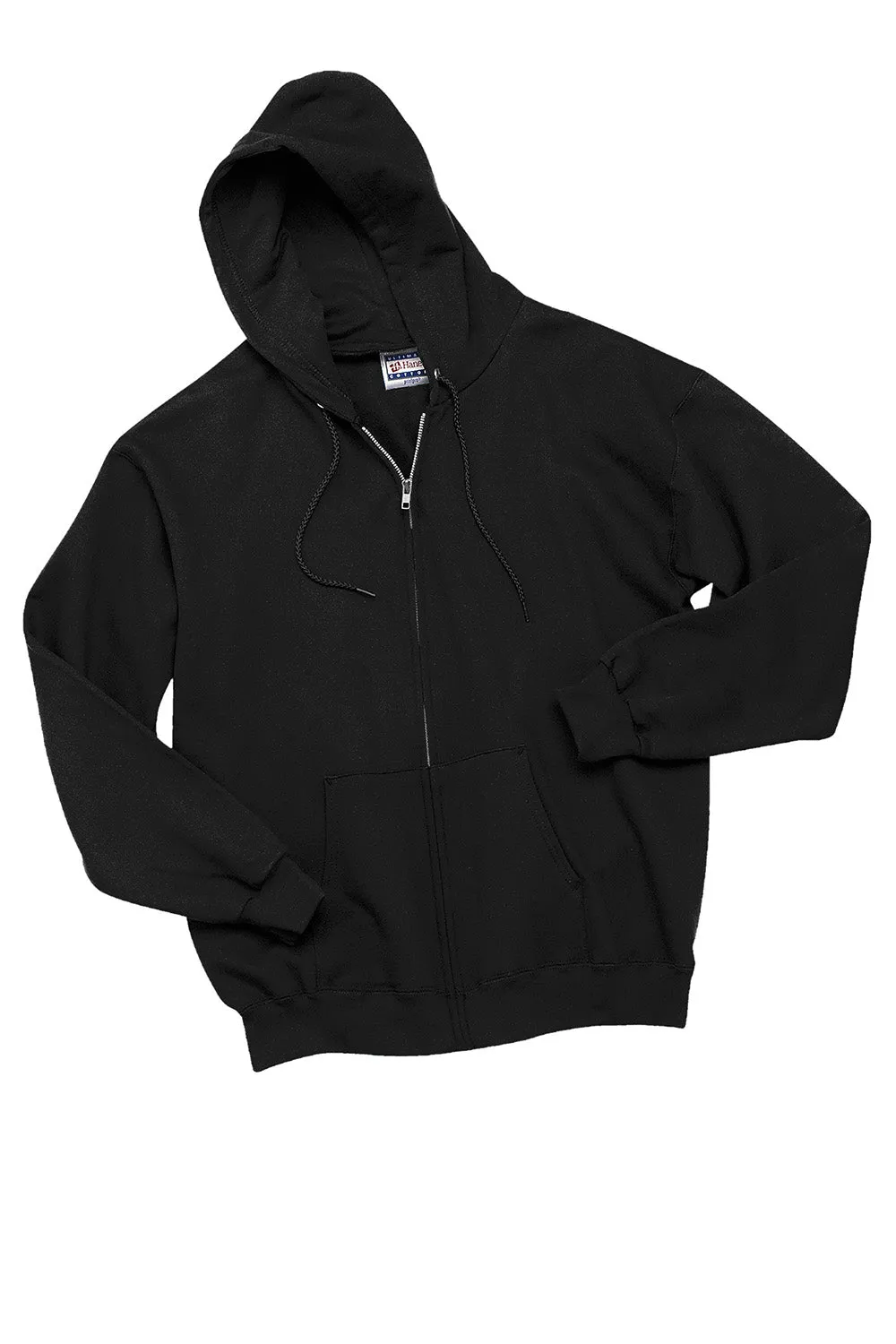 Hanes Mens Ultimate Cotton PrintPro XP Pill Resistant Full Zip Hooded Sweatshirt Hoodie w/ Pockets - Black