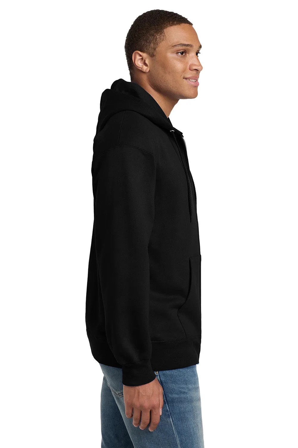 Hanes Mens Ultimate Cotton PrintPro XP Pill Resistant Full Zip Hooded Sweatshirt Hoodie w/ Pockets - Black