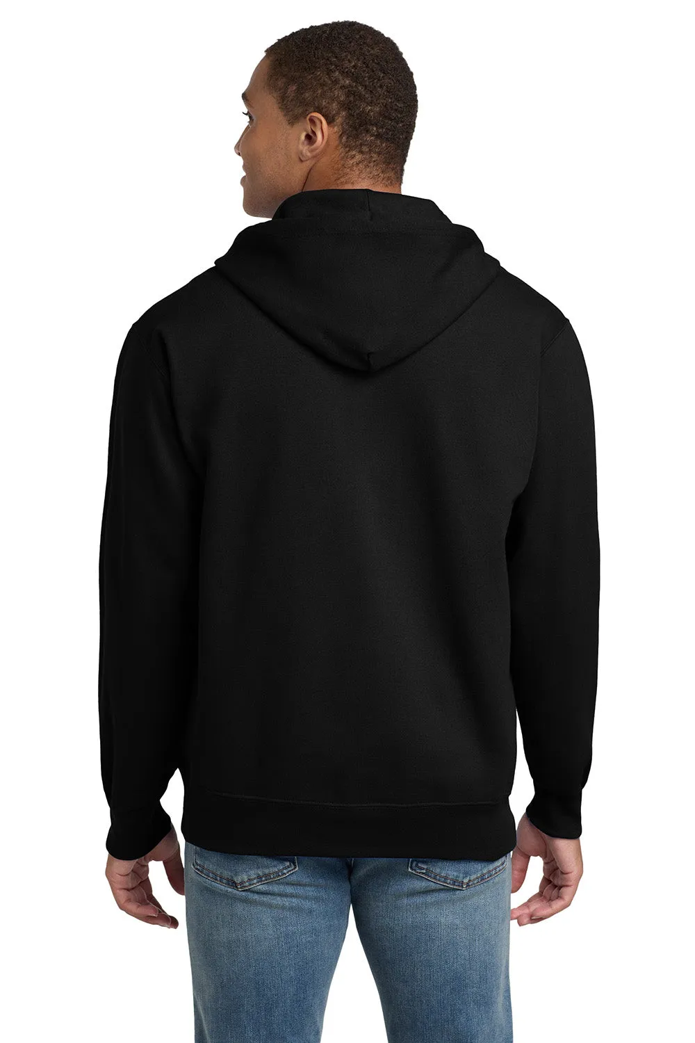 Hanes Mens Ultimate Cotton PrintPro XP Pill Resistant Full Zip Hooded Sweatshirt Hoodie w/ Pockets - Black