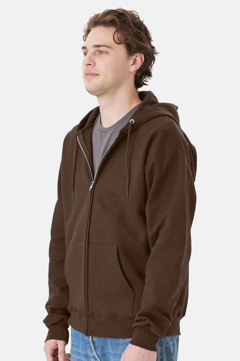 Hanes Mens Ultimate Cotton PrintPro XP Pill Resistant Full Zip Hooded Sweatshirt Hoodie w/ Pockets - Dark Chocolate Brown