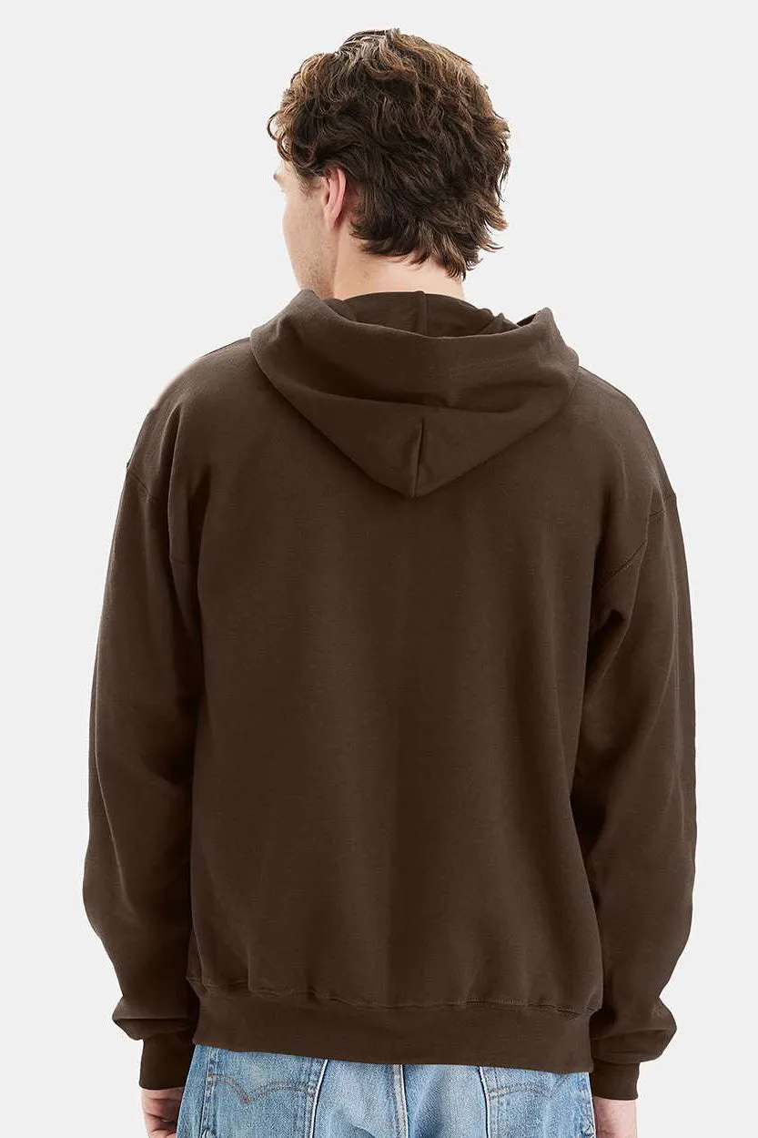 Hanes Mens Ultimate Cotton PrintPro XP Pill Resistant Full Zip Hooded Sweatshirt Hoodie w/ Pockets - Dark Chocolate Brown