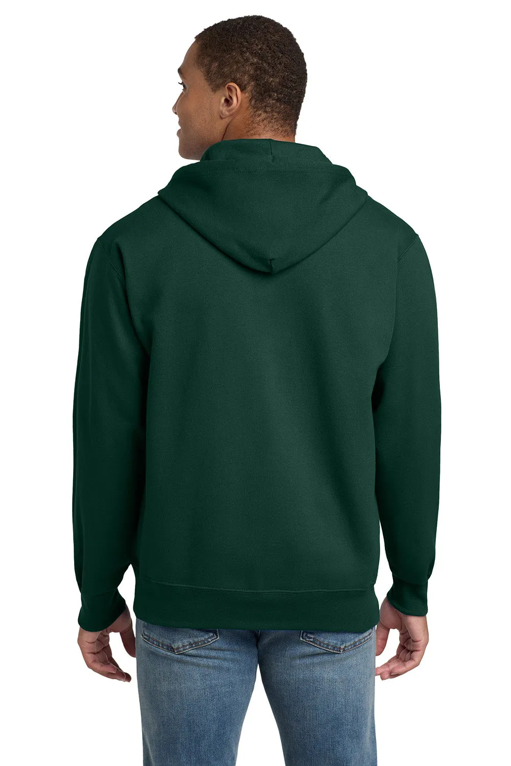 Hanes Mens Ultimate Cotton PrintPro XP Pill Resistant Full Zip Hooded Sweatshirt Hoodie w/ Pockets - Deep Forest Green