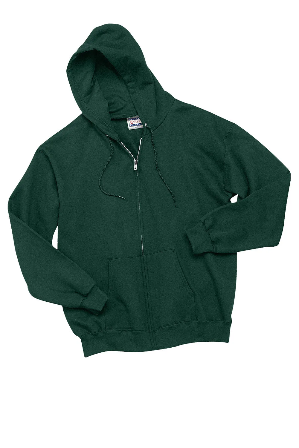 Hanes Mens Ultimate Cotton PrintPro XP Pill Resistant Full Zip Hooded Sweatshirt Hoodie w/ Pockets - Deep Forest Green