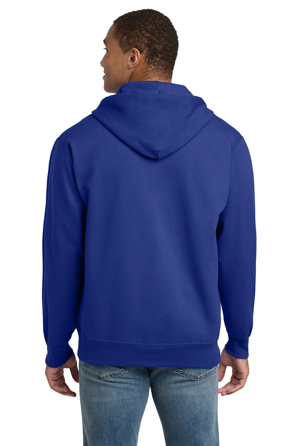 Hanes Mens Ultimate Cotton PrintPro XP Pill Resistant Full Zip Hooded Sweatshirt Hoodie w/ Pockets - Deep Royal Blue