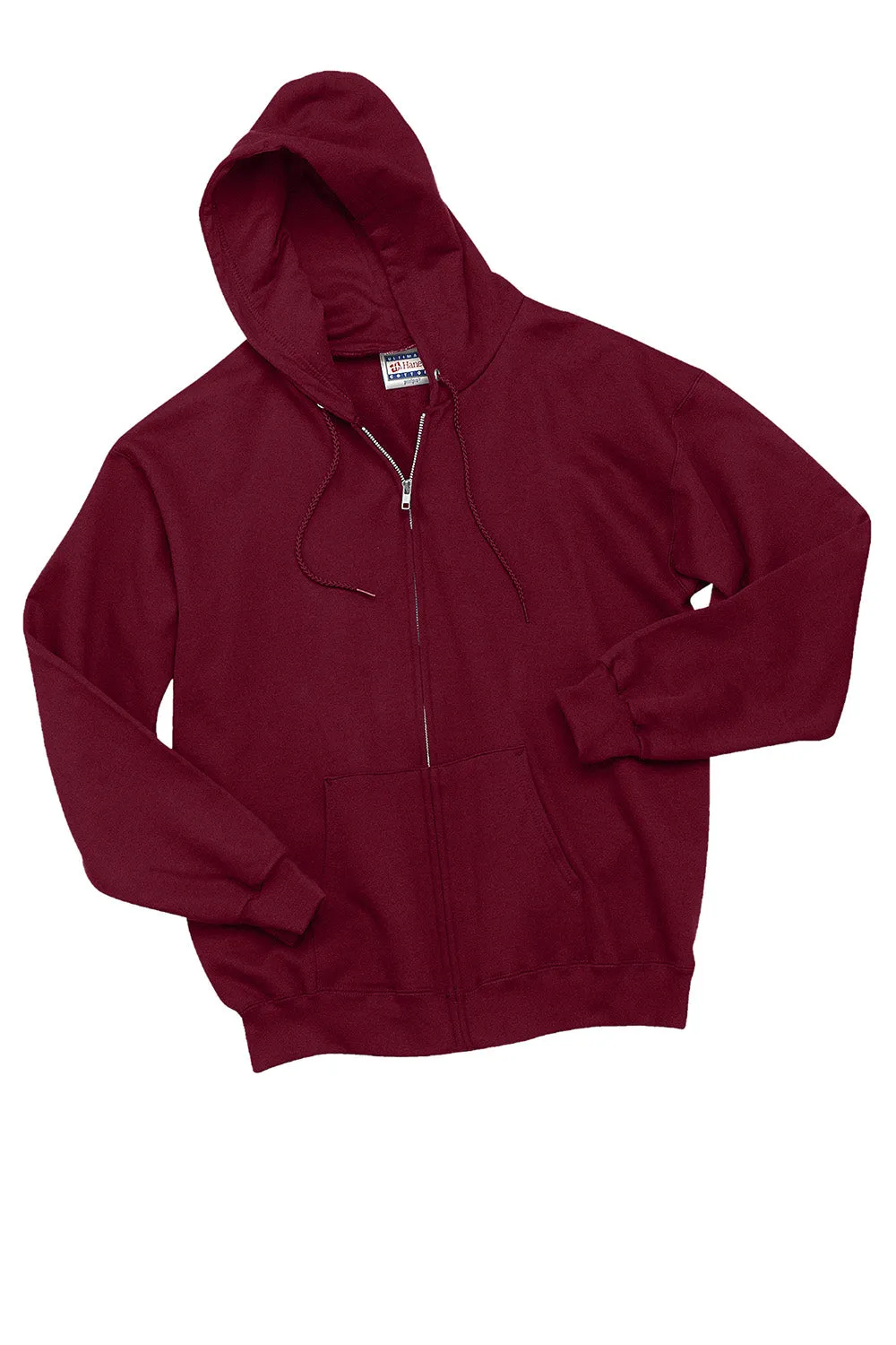 Hanes Mens Ultimate Cotton PrintPro XP Pill Resistant Full Zip Hooded Sweatshirt Hoodie w/ Pockets - Maroon