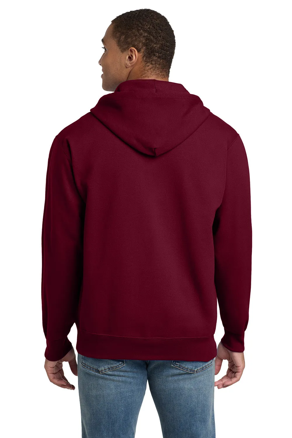 Hanes Mens Ultimate Cotton PrintPro XP Pill Resistant Full Zip Hooded Sweatshirt Hoodie w/ Pockets - Maroon