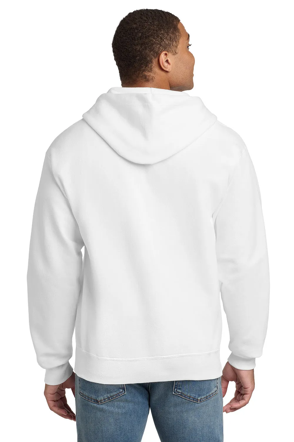 Hanes Mens Ultimate Cotton PrintPro XP Pill Resistant Full Zip Hooded Sweatshirt Hoodie w/ Pockets - White