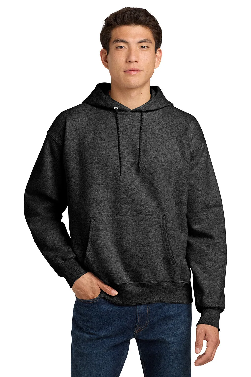 Hanes Mens Ultimate Cotton PrintPro XP Pill Resistant Hooded Sweatshirt Hoodie w/ Pouch Pocket - Heather Charcoal Grey