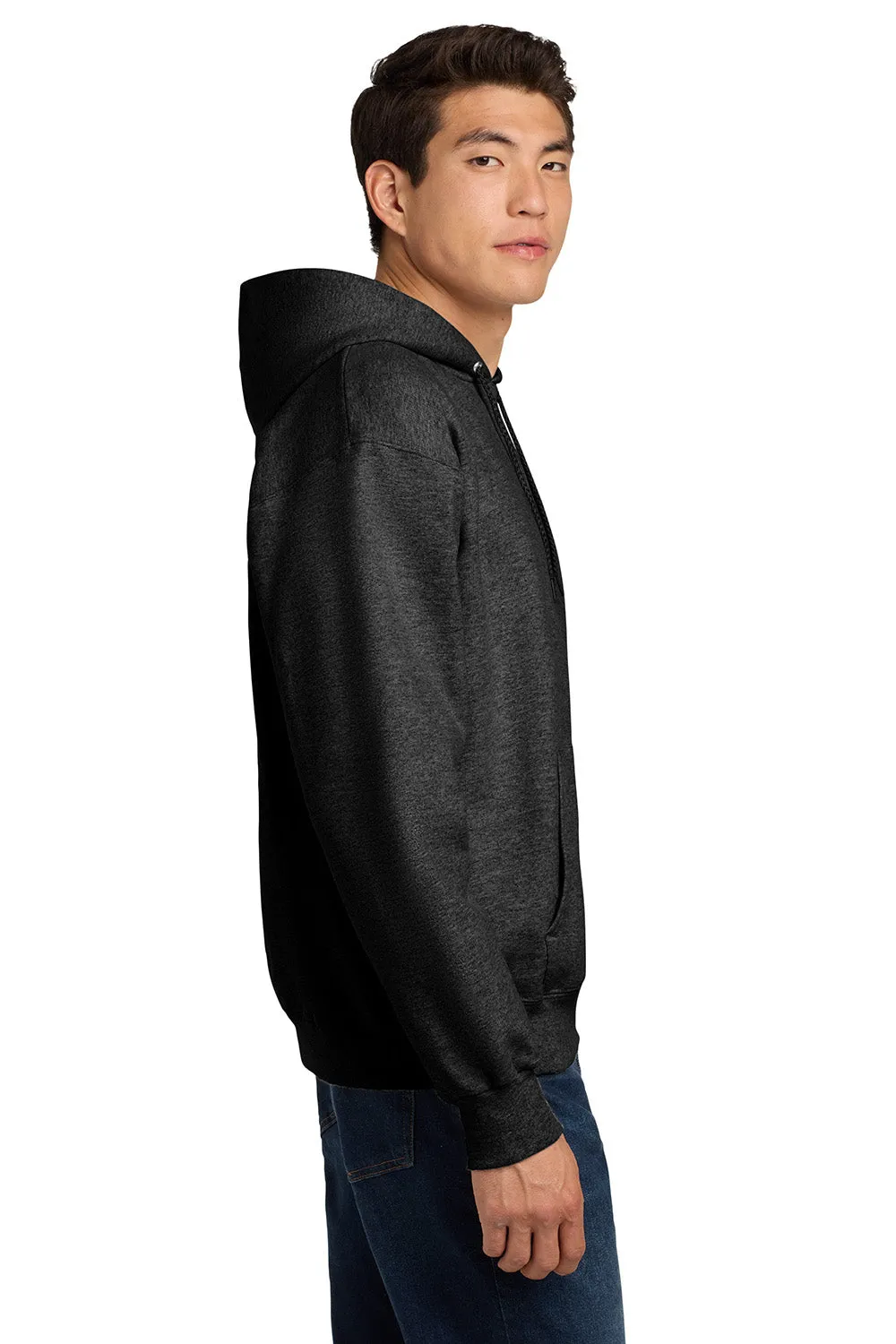Hanes Mens Ultimate Cotton PrintPro XP Pill Resistant Hooded Sweatshirt Hoodie w/ Pouch Pocket - Heather Charcoal Grey