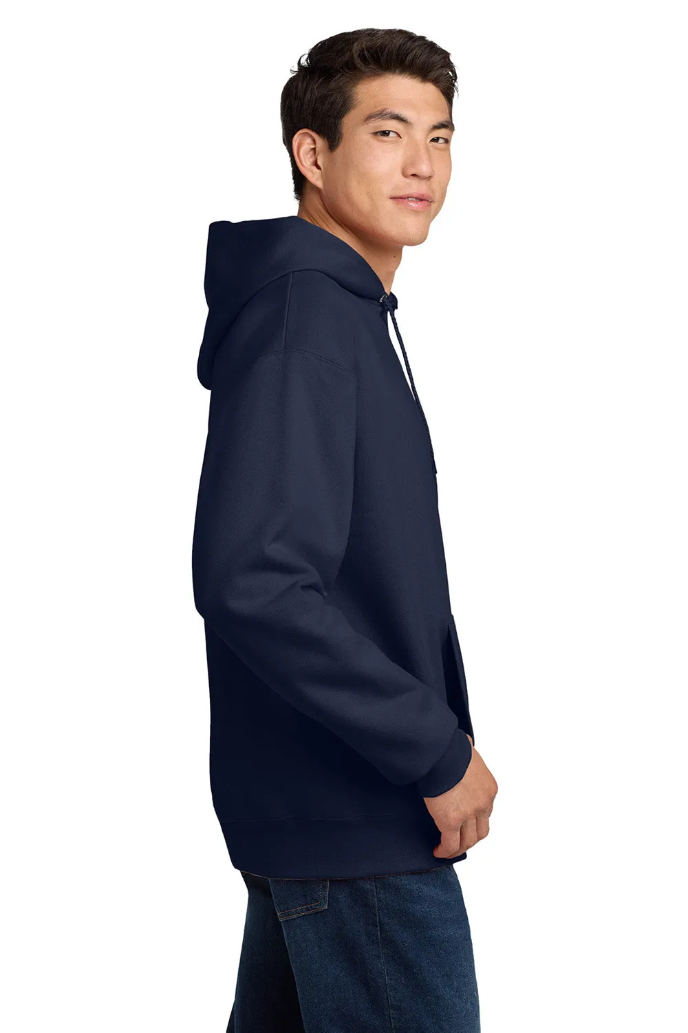 Hanes Mens Ultimate Cotton PrintPro XP Pill Resistant Hooded Sweatshirt Hoodie w/ Pouch Pocket - Navy Blue
