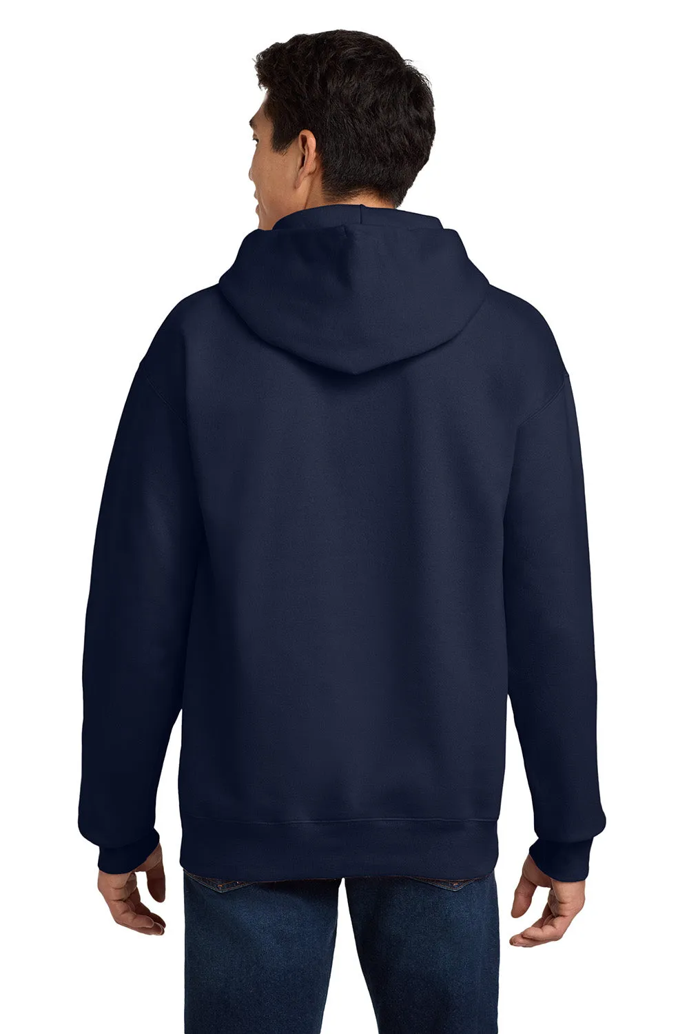 Hanes Mens Ultimate Cotton PrintPro XP Pill Resistant Hooded Sweatshirt Hoodie w/ Pouch Pocket - Navy Blue