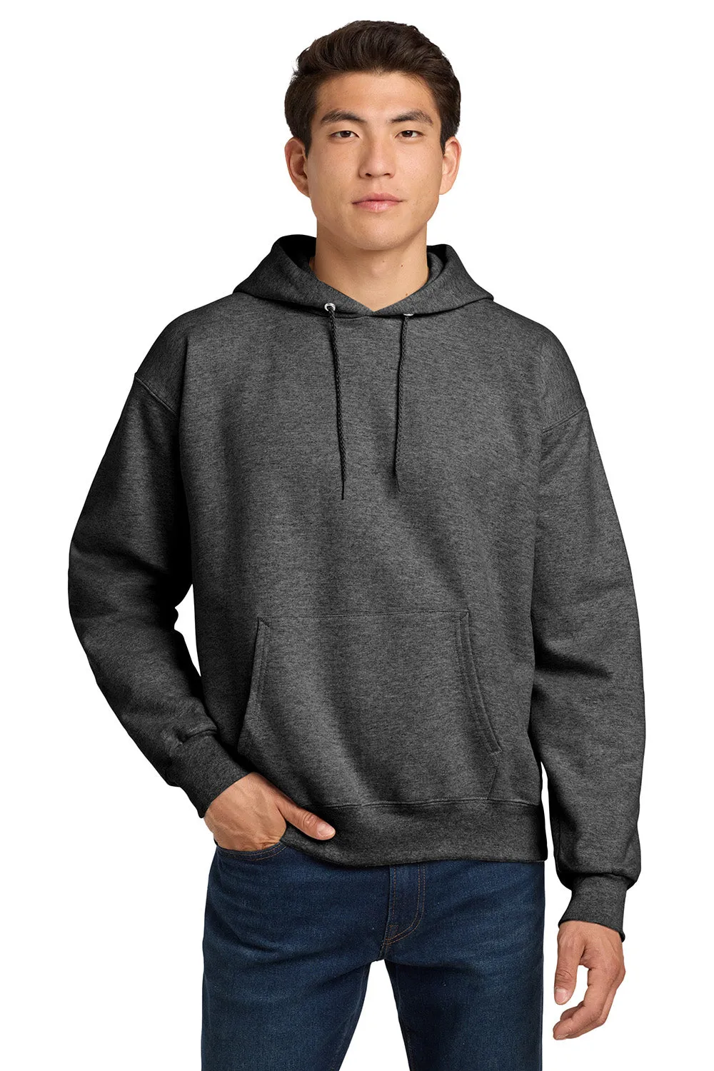 Hanes Mens Ultimate Cotton PrintPro XP Pill Resistant Hooded Sweatshirt Hoodie w/ Pouch Pocket - Oxford Grey